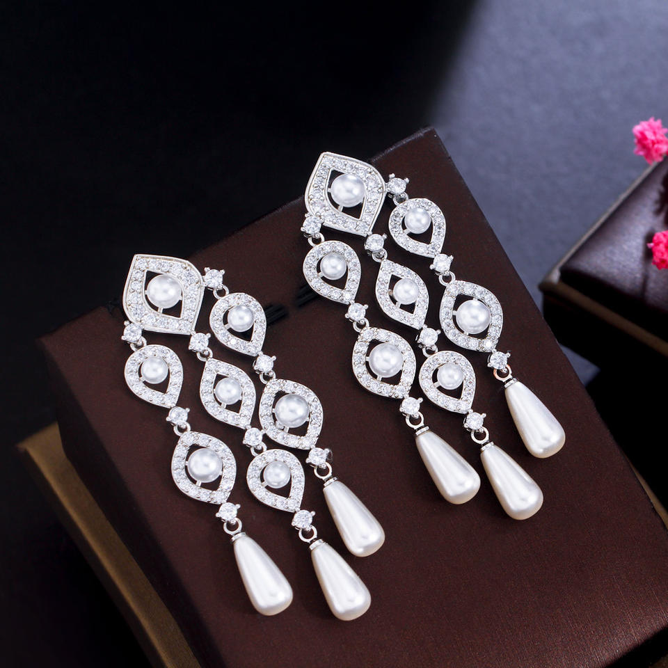 Chandelier Cubic Zirconia Drop Dangle Earrings