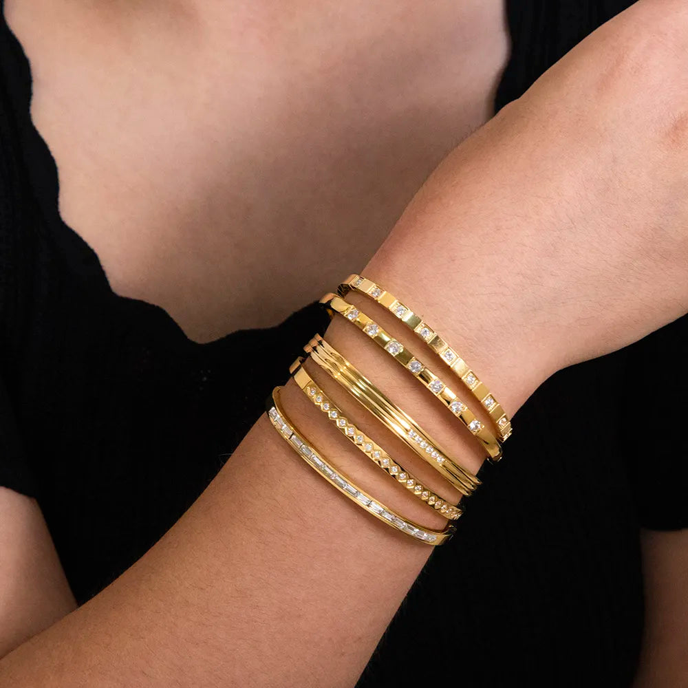 CZ 18K Gold Plated Bangle Bracelet