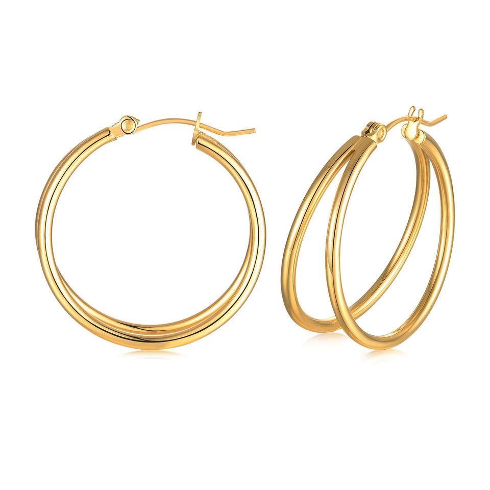 Hollow Tube 18K Gold Plated Hoop Earrings