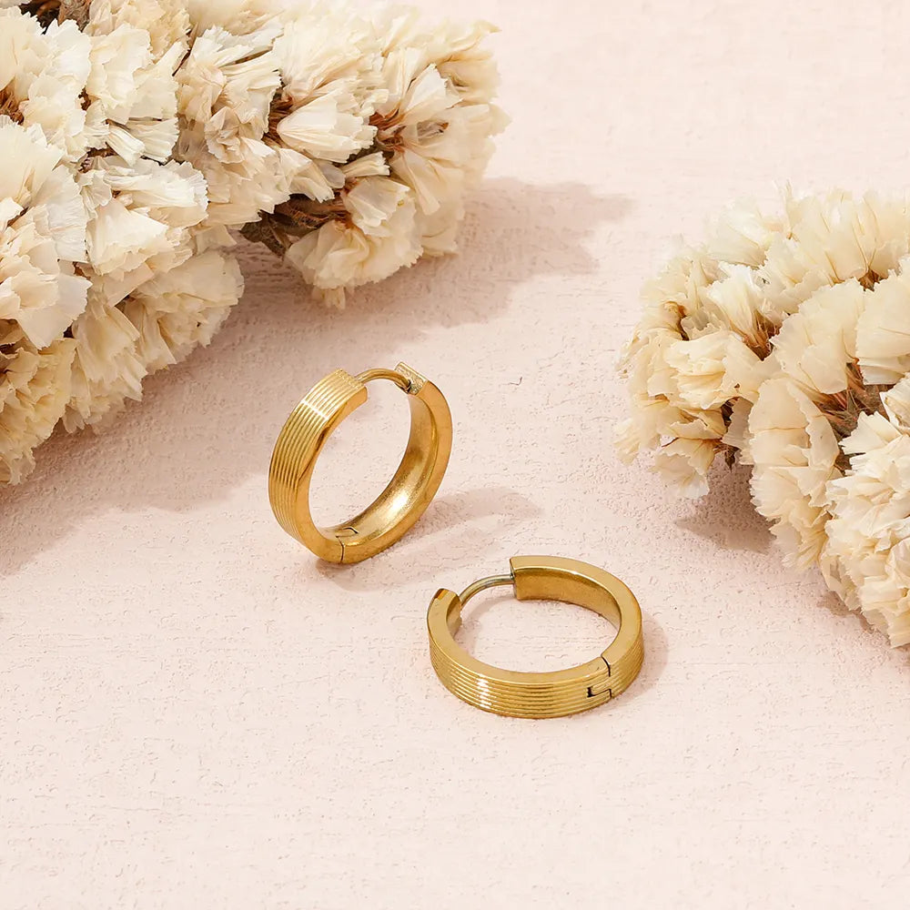 Simple Plain 18K Gold Plated Hoop Earrings