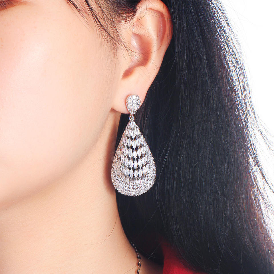 Marquise Cut Cubic Zirconia Drop Earrings