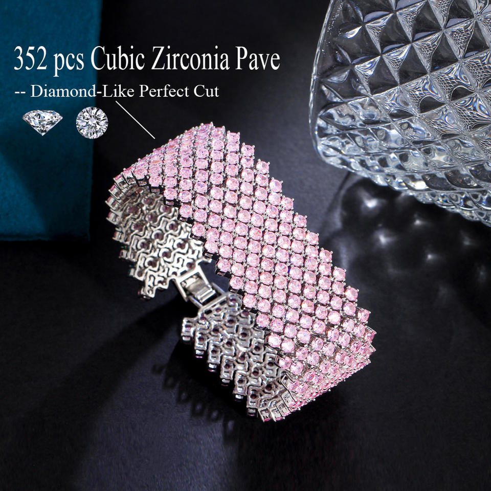 Wide Paved Cubic Zirconia Tennis Bracelet