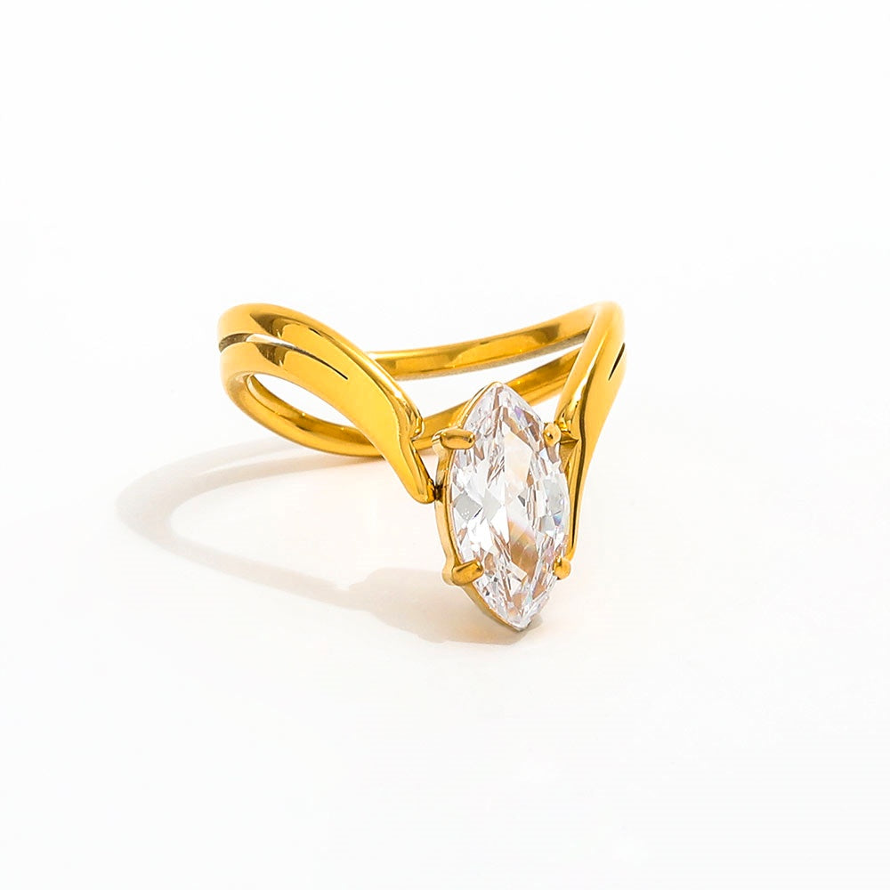 Double-layer CZ Ring | 18K Gold Plated