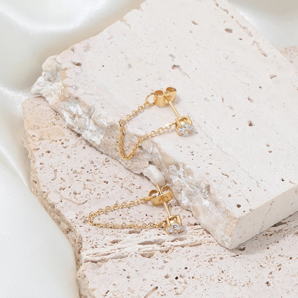 Link Chain Drop Earrings | 18K Gold Plated