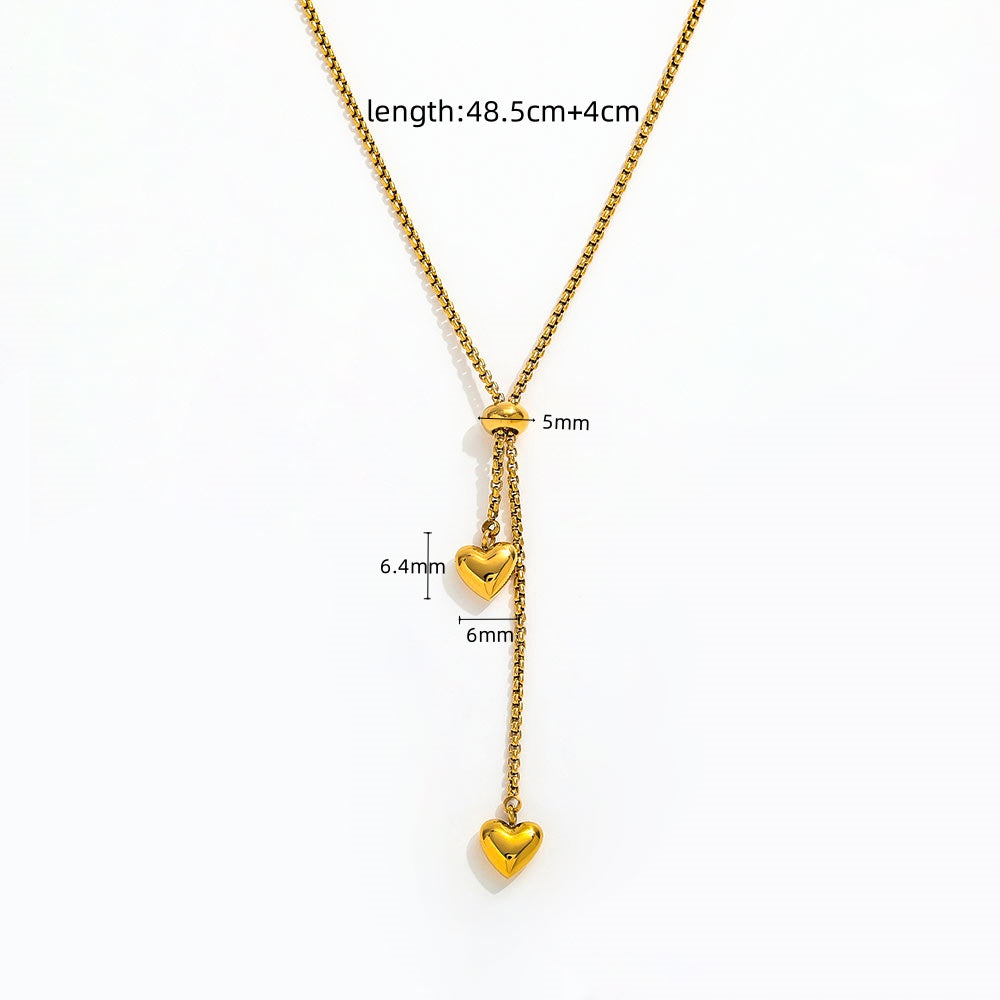 Heart Pendant Tassel Necklace | 18K Gold Plated