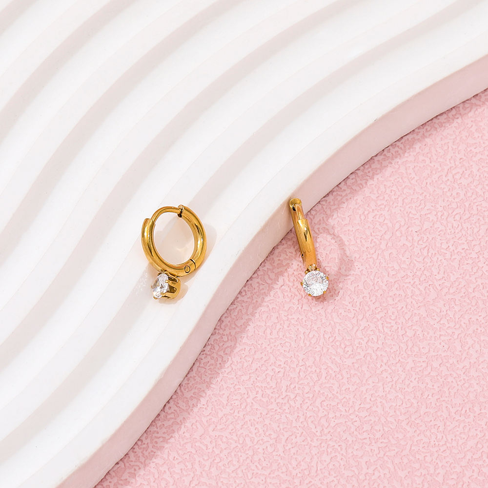 CZ Huggie Earrings | 18K Gold Plated