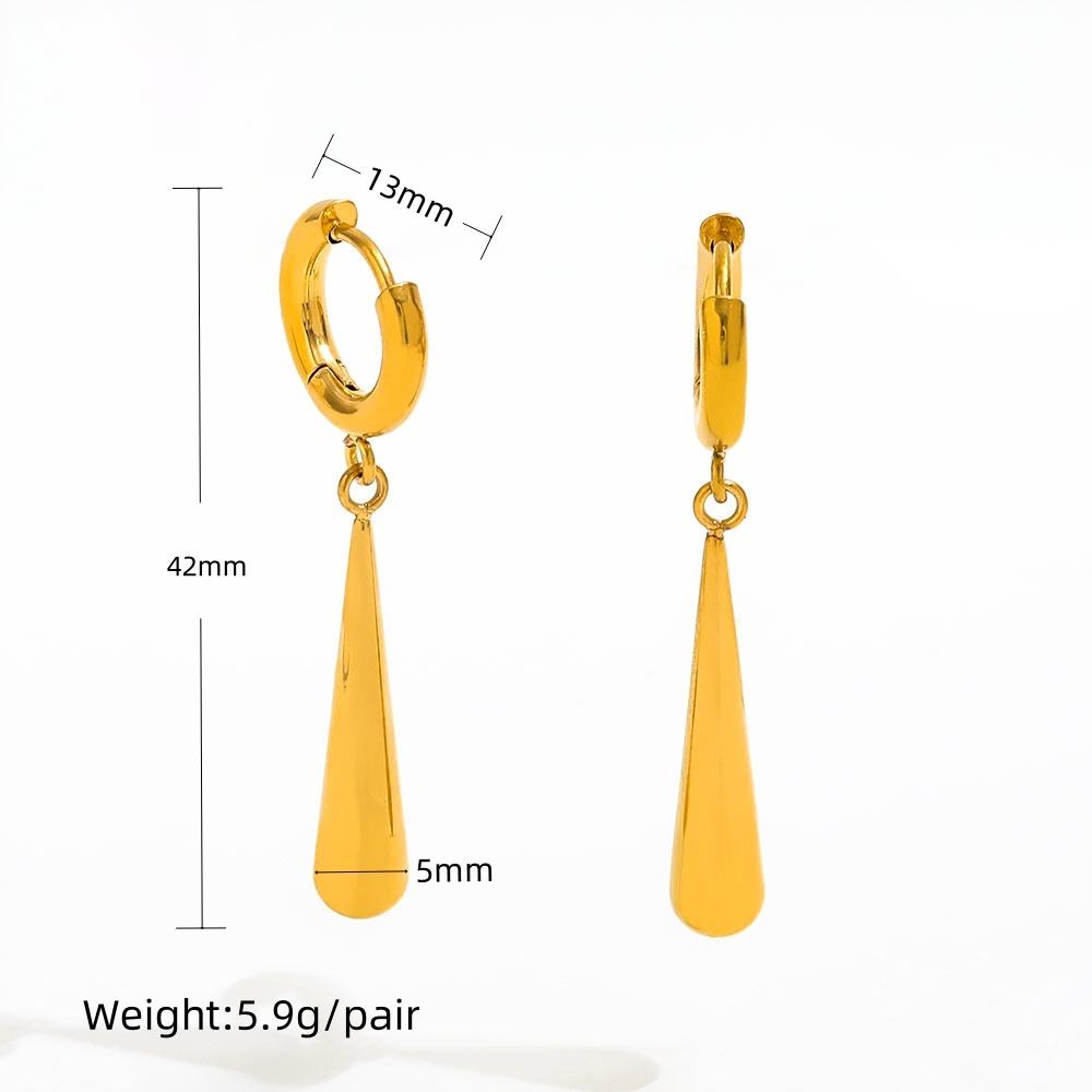 Water Drop Tassel Huggie Earrings | 18K Gold Plated