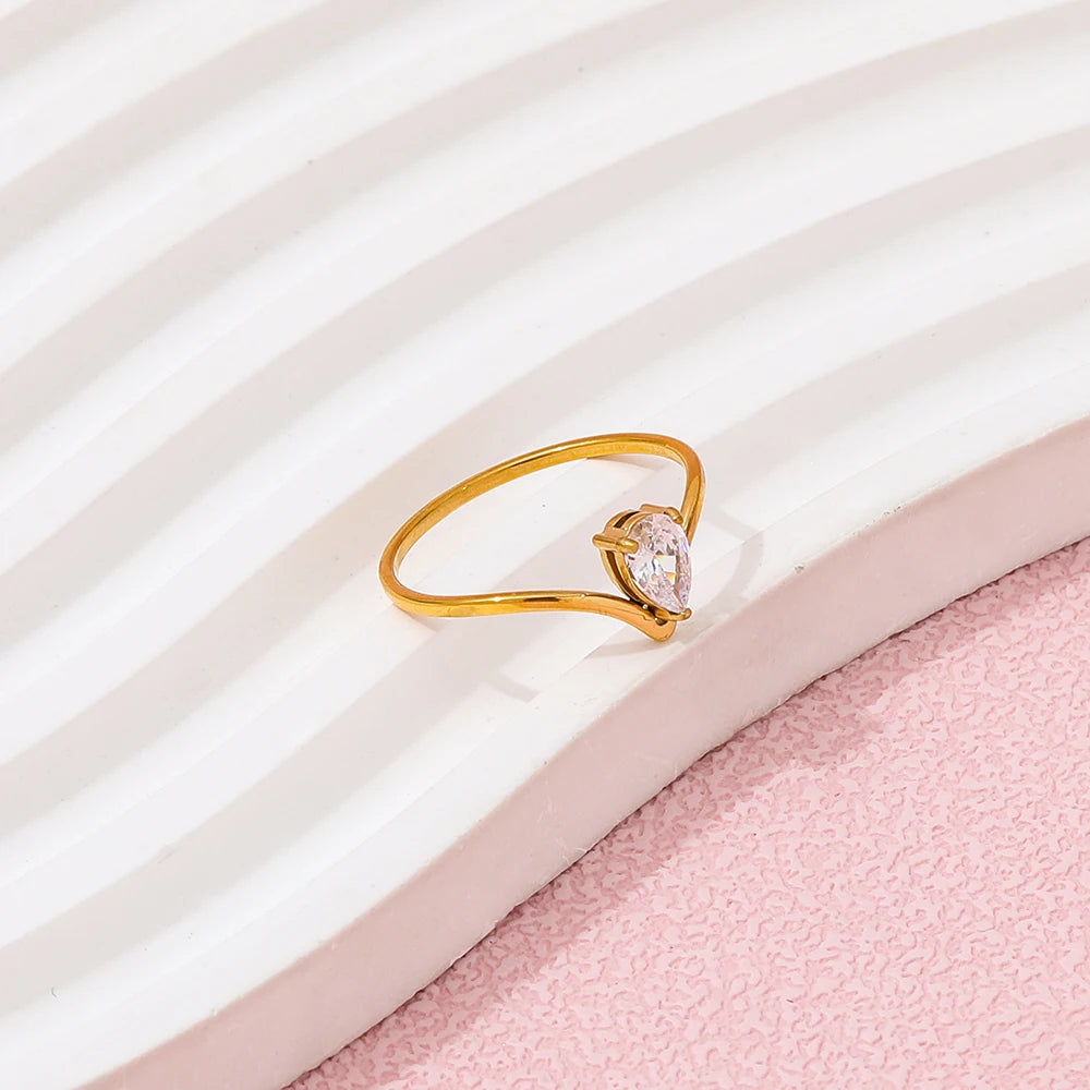 Water Drop Fine 18K Gold Plated Ring