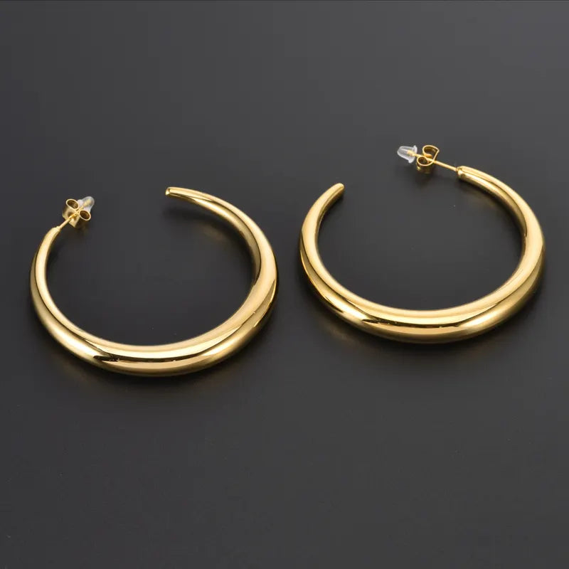 Big 18K Gold Plated Hoop Earrings