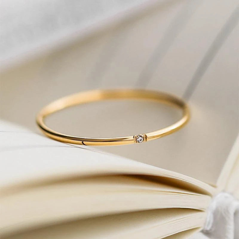 Minimalist Designer CZ 18K Gold Plated Rings