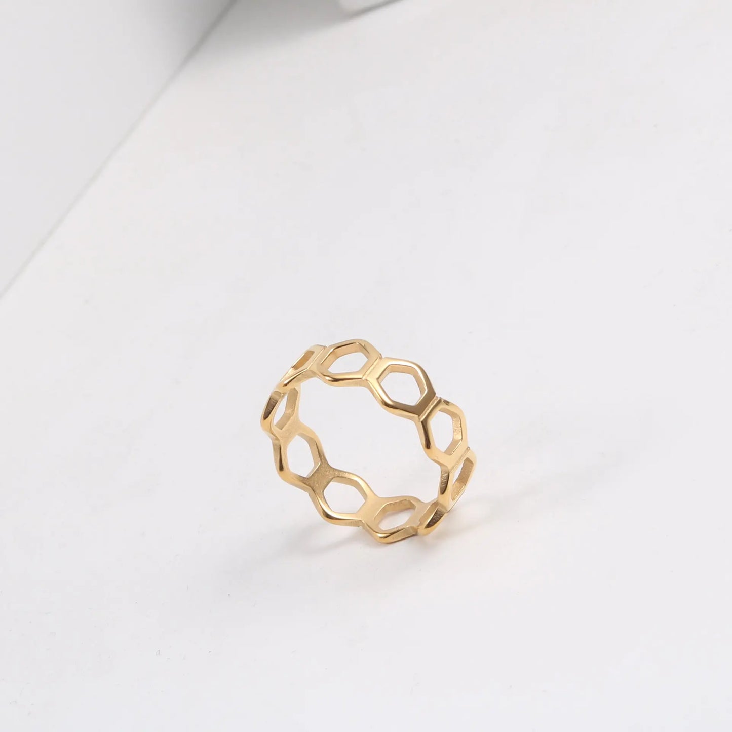 Honeycomb 18K Gold Plated Ring