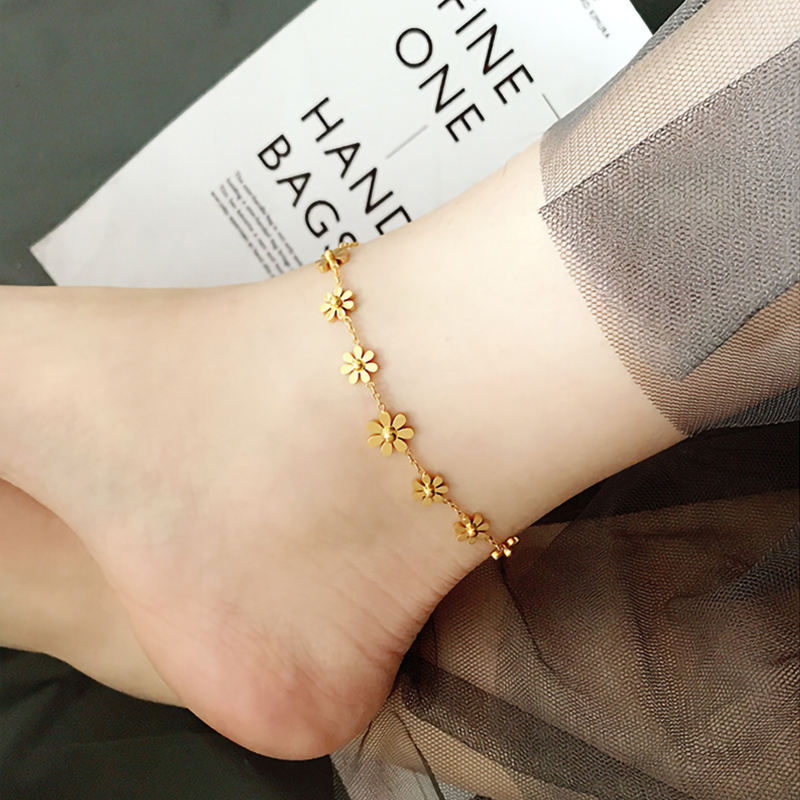 Sunflower Daisy 18K Gold Plated Anklet