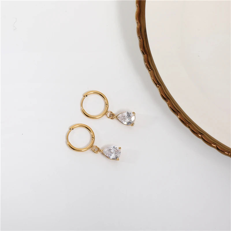 Water Drop 18K Gold Plated Hoop Earrings