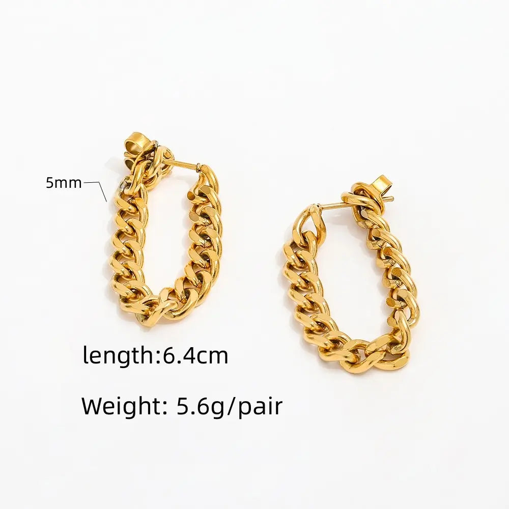 Double Chain 18K Gold Plated Hoop Earrings
