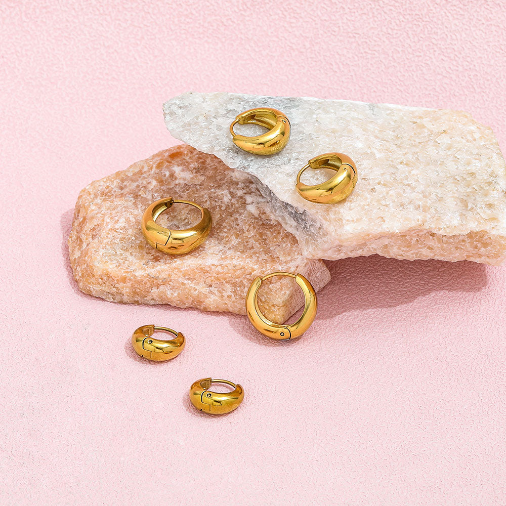 Chunky Huggie Earrings | 18K Gold Plated