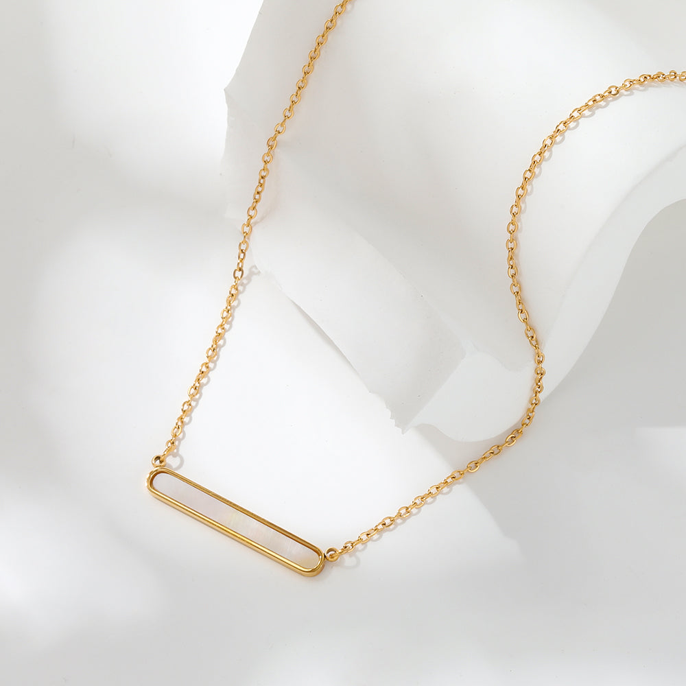 Shell Bar Pendant Necklace | 18K Gold Plated