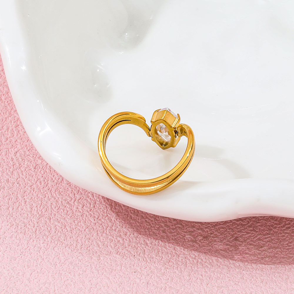 Double-layer CZ Ring | 18K Gold Plated