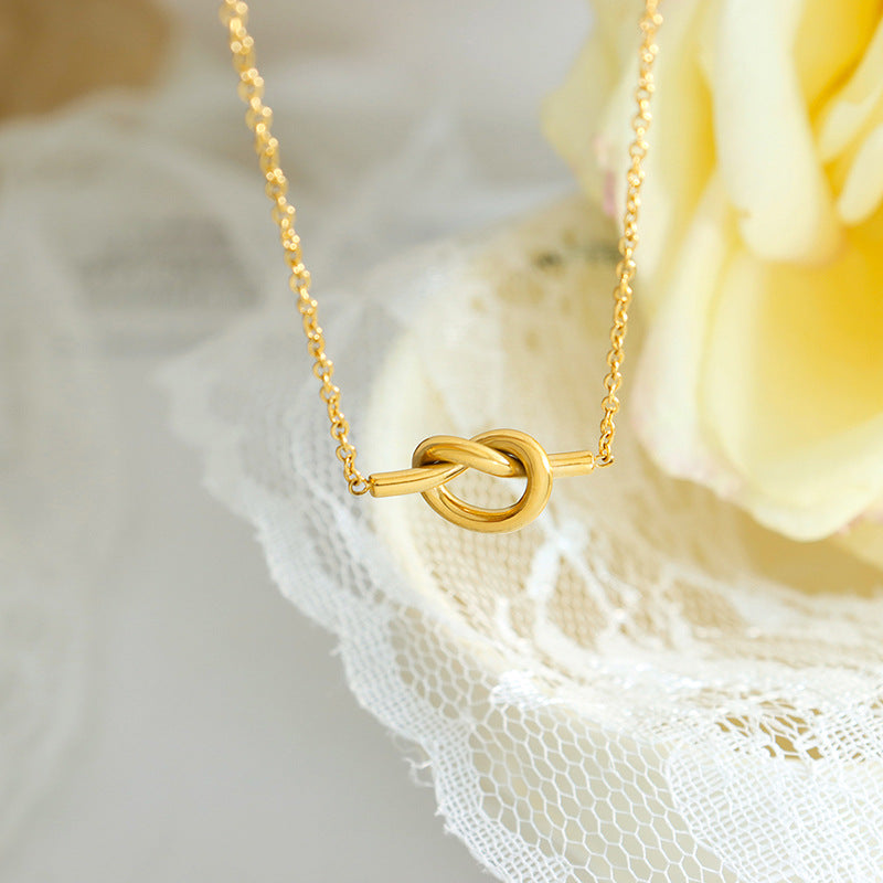 Twisted Circle Heart Knot Necklace