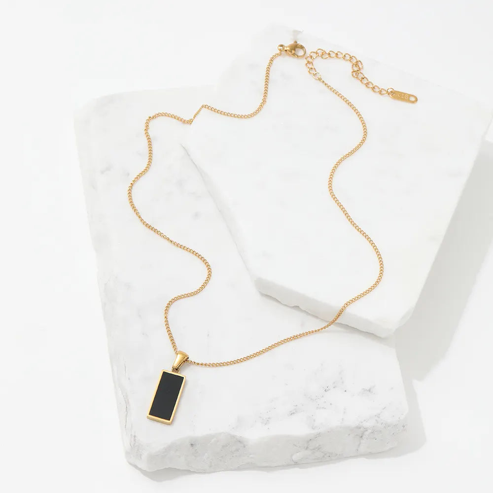 Black 18K Gold Plated Pendant Necklace