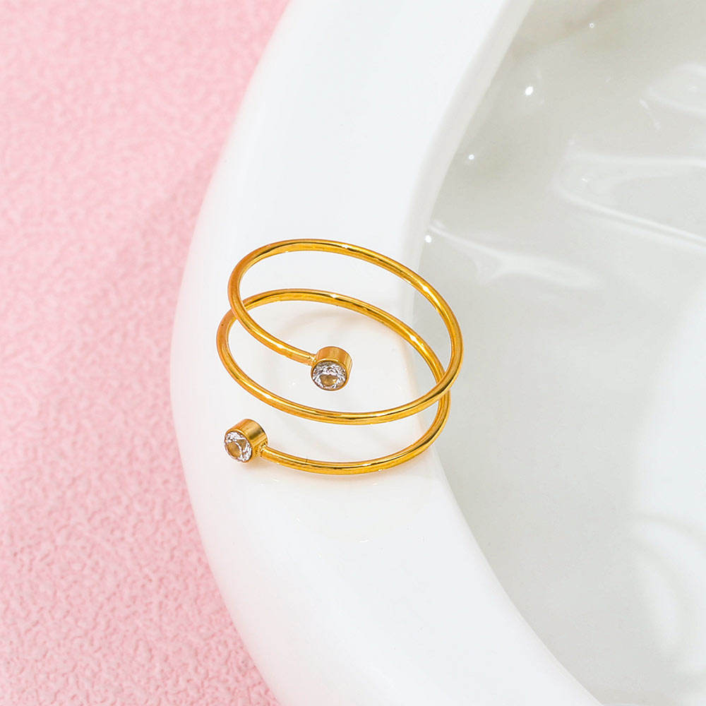 Dainty CZ Spiral Ring | 18K Gold Plated