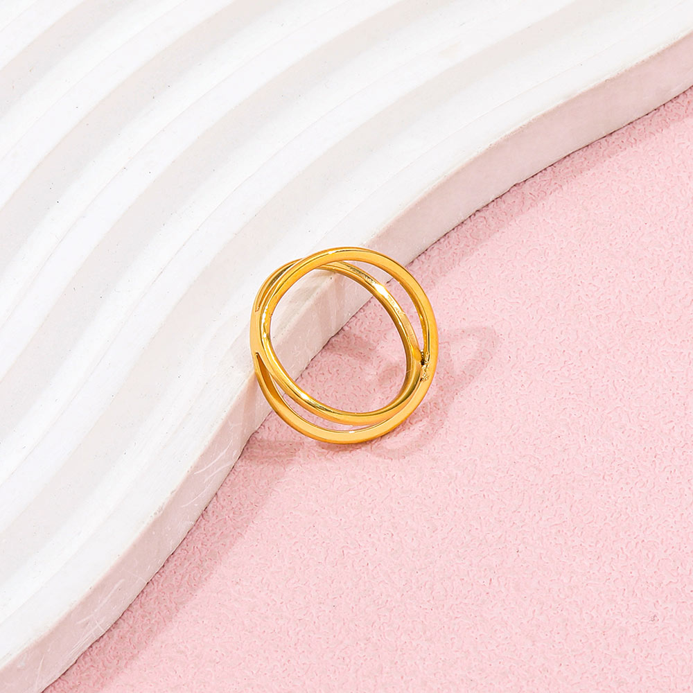 Double-layer Cross Ring | 18K Gold Plated