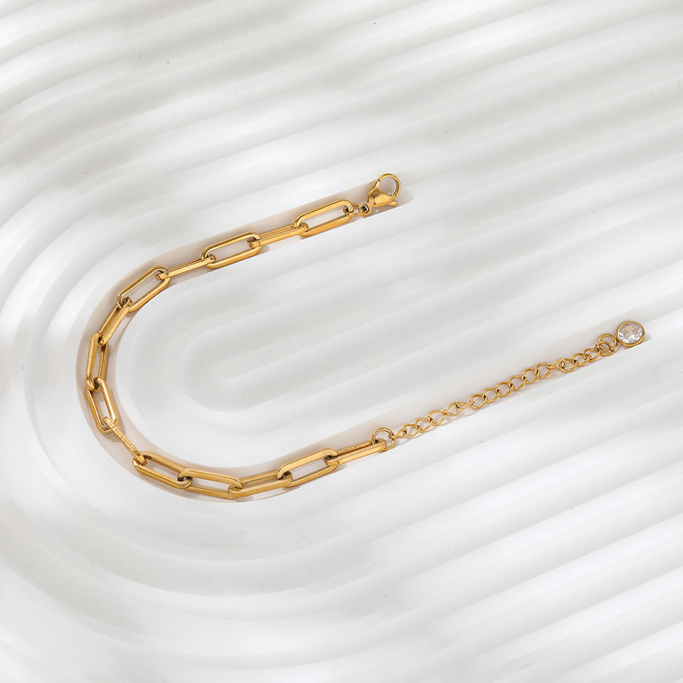 Paper Pin 18K Gold Plated Charm Bracelet