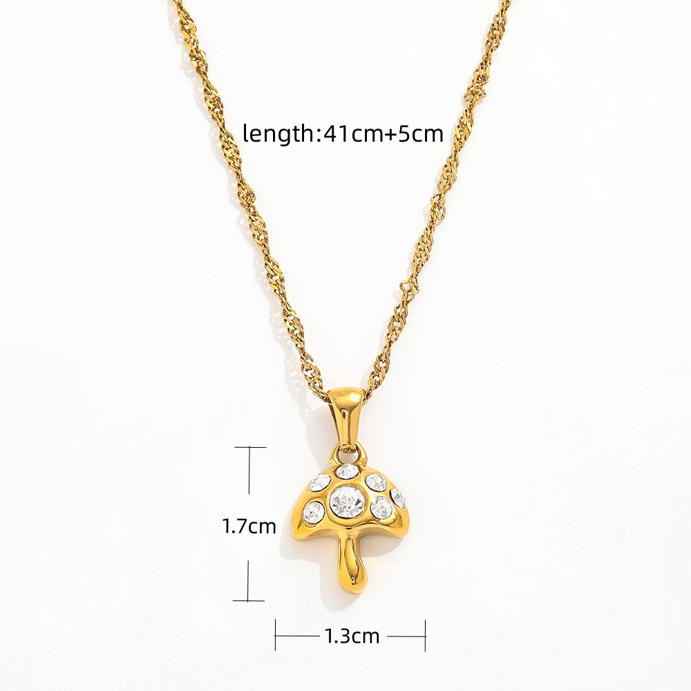 Mushroom CZ Pendant Necklace & Earrings