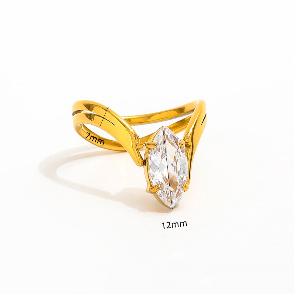 Double-layer CZ Ring | 18K Gold Plated