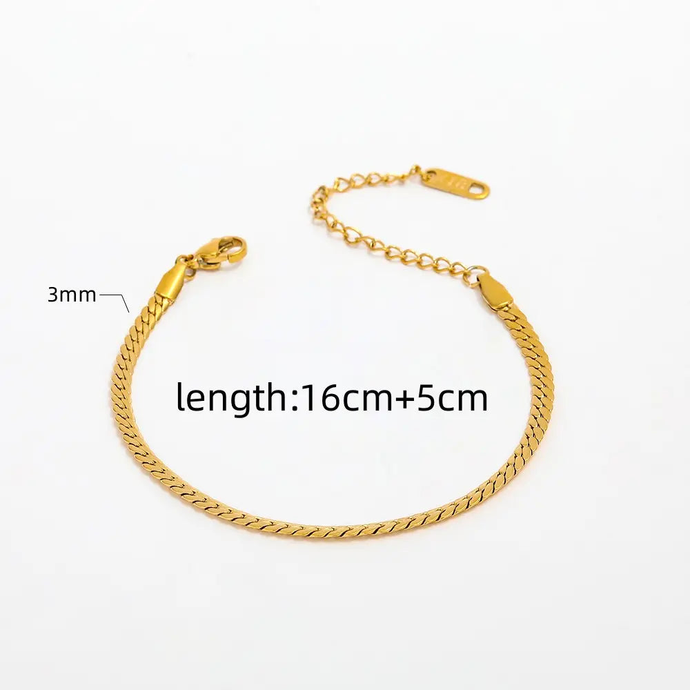 Herringbone 18K Gold Plated Chain Bracelet