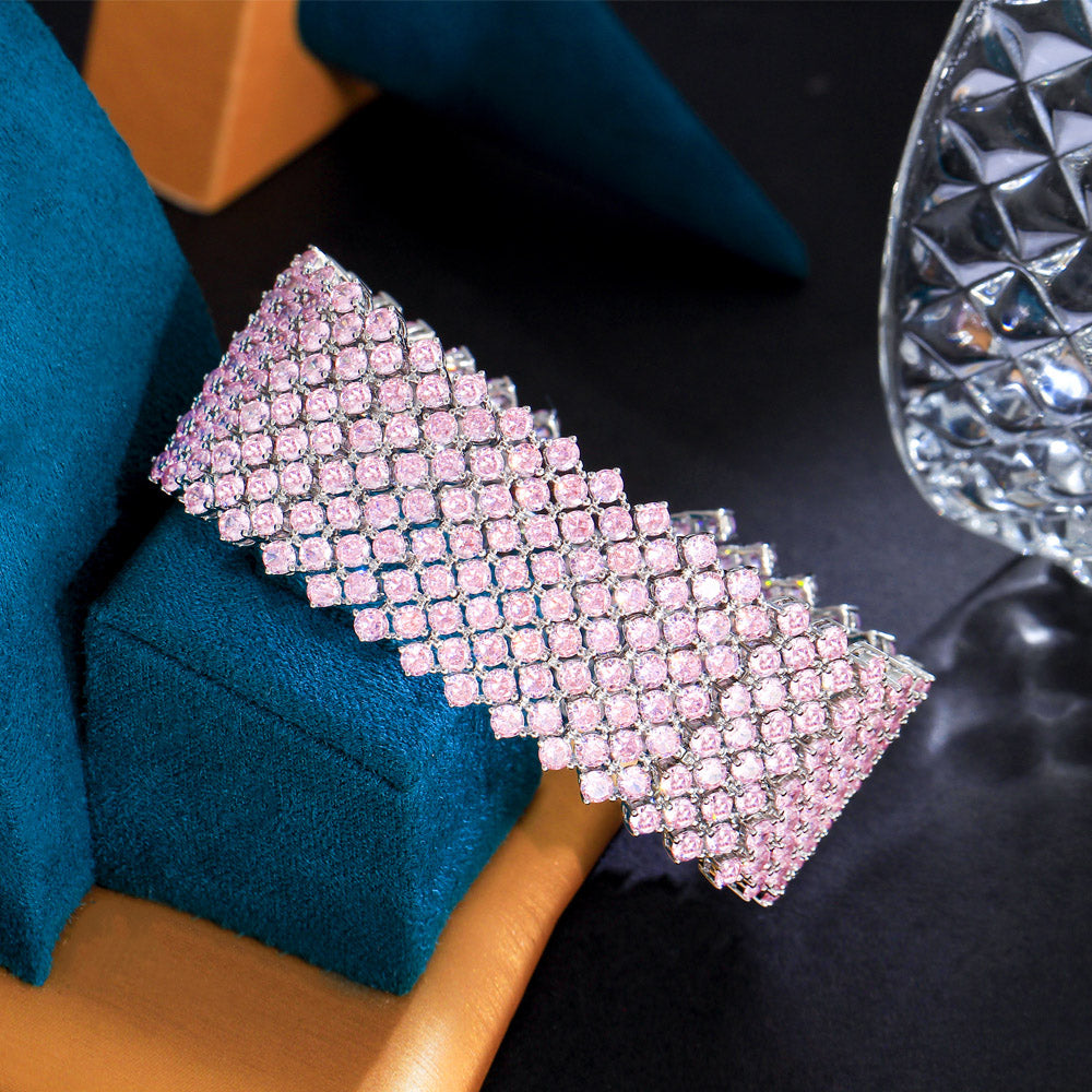 Wide Paved Cubic Zirconia Tennis Bracelet