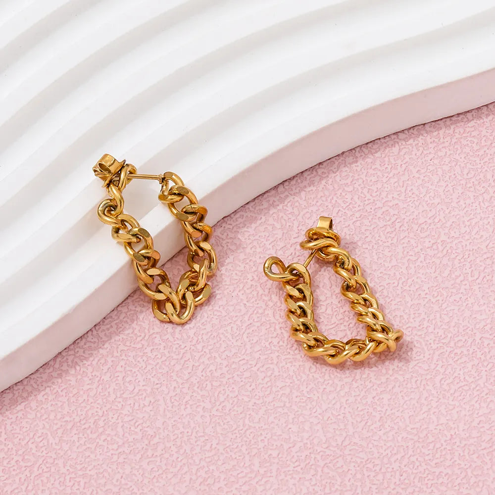 Double Chain 18K Gold Plated Hoop Earrings