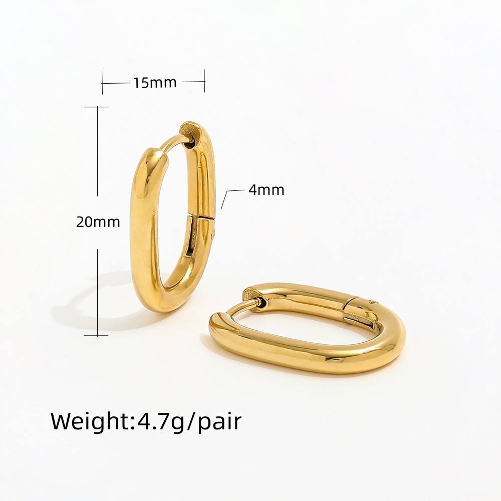 Oval Vintage Hoop Earrings | 18K Gold Plated