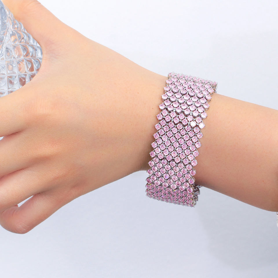 Wide Paved Cubic Zirconia Tennis Bracelet