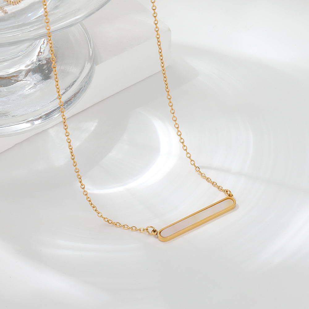 Shell Bar Pendant Necklace | 18K Gold Plated