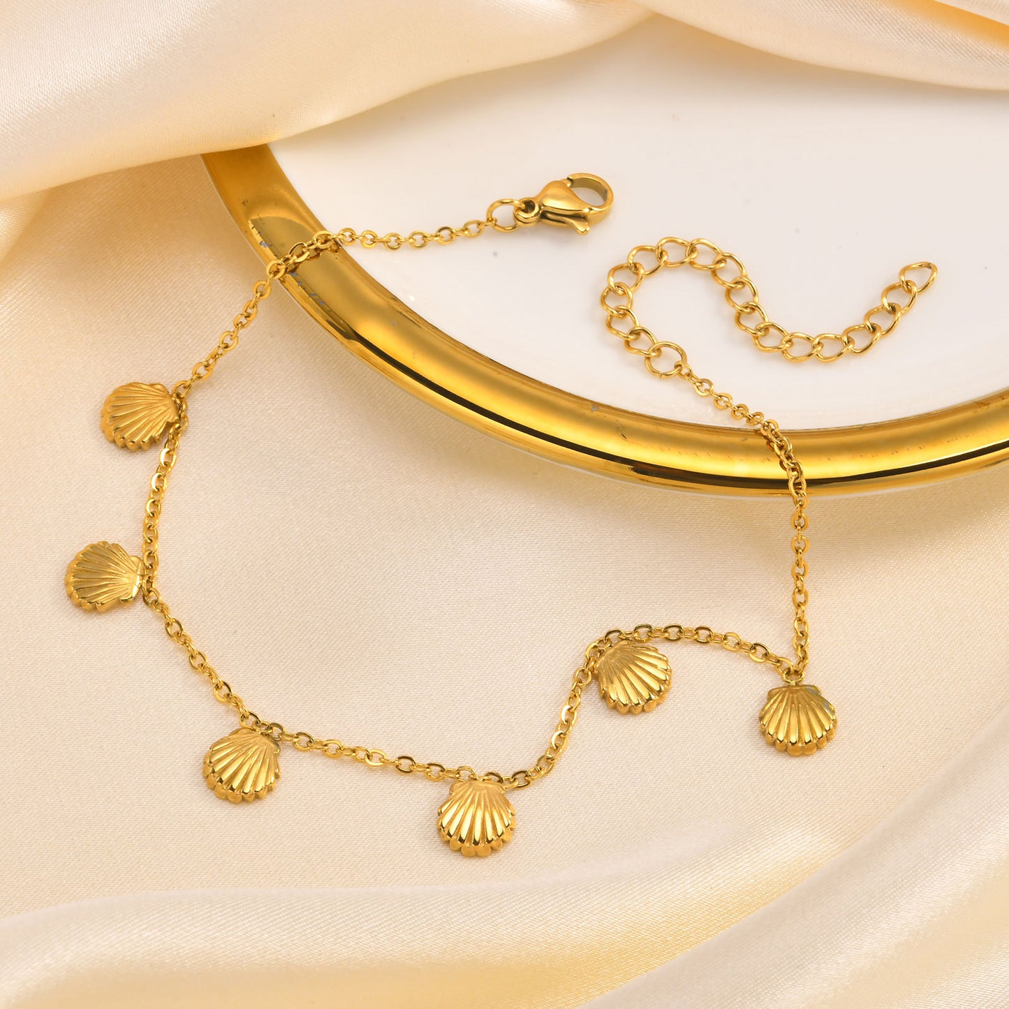 Shell Pendant Anklet | 18K Gold Plated