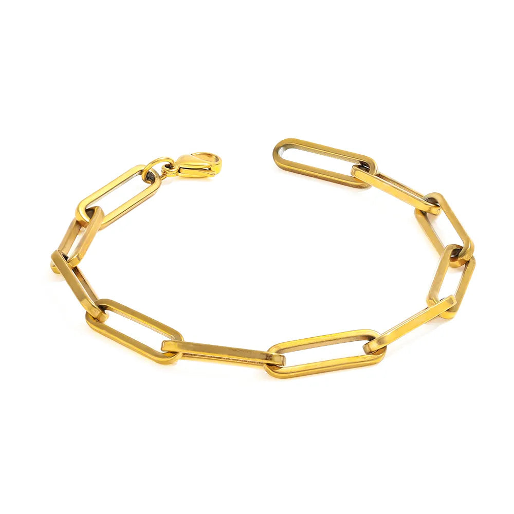 Paper Clip Adjustable 18K Gold Plated Bracelet