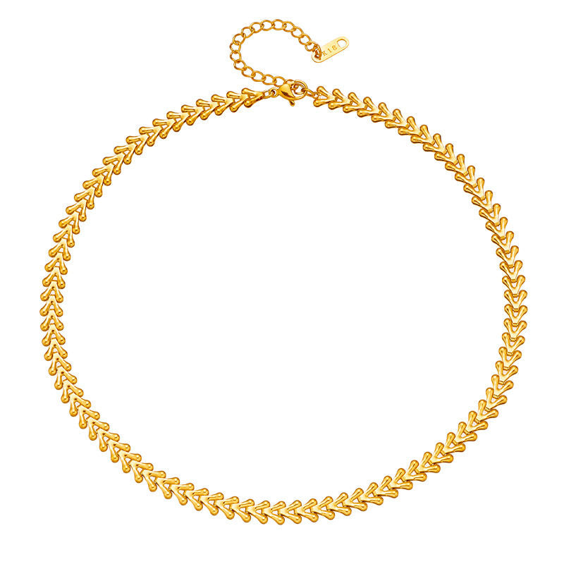 Leaf Style Necklace and Bracelet | 18K Gold Plated