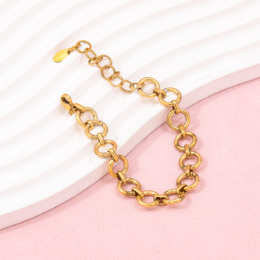 Round Circle Chain Bracelet | 18K Gold Plated