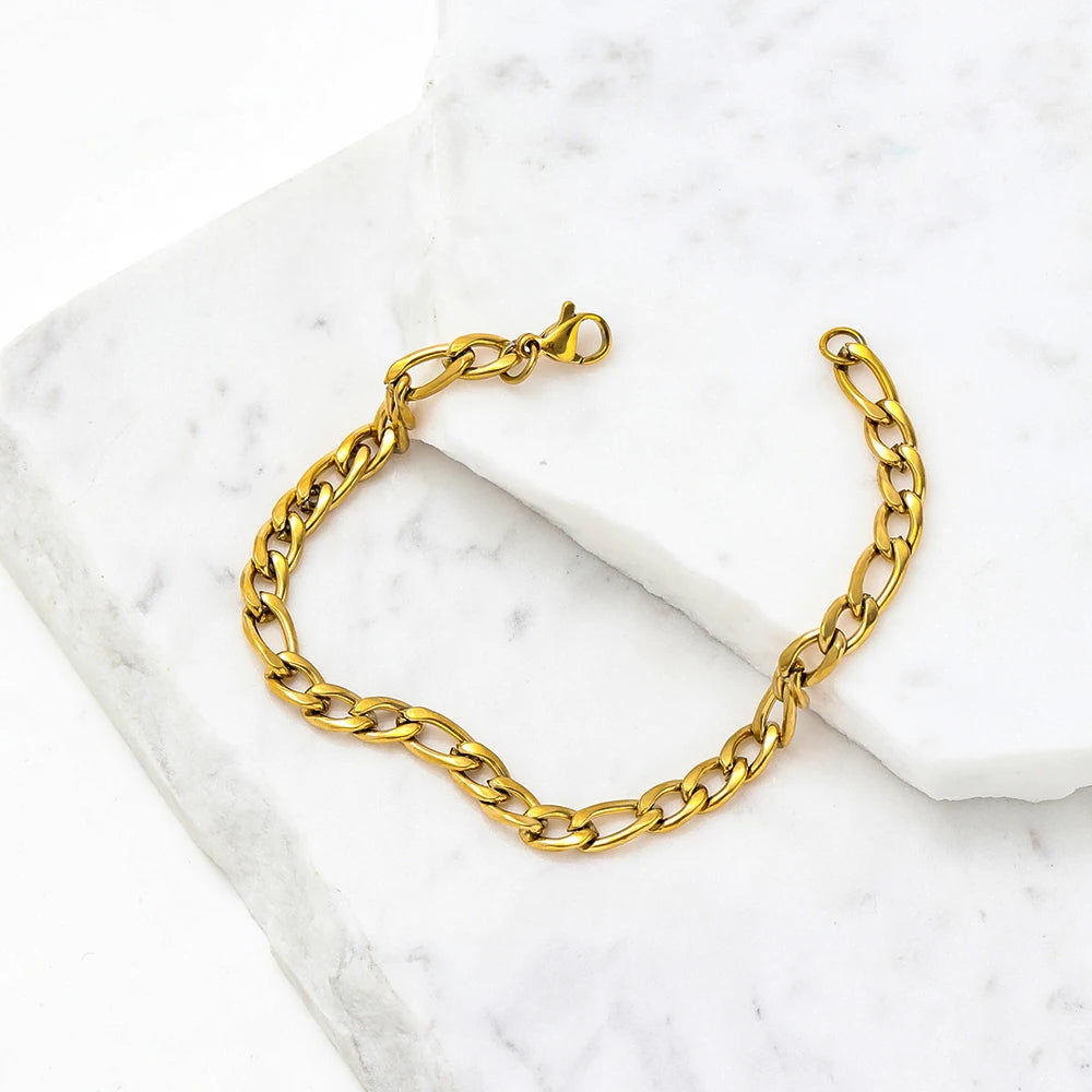 Figaro Bracelet 18K Gold Plated