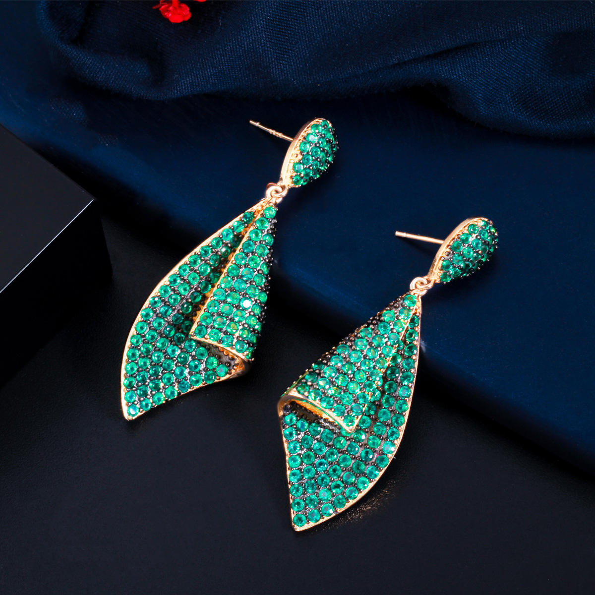 Two Tone Micro Pave Drop Earrings | Cubic Zirconia