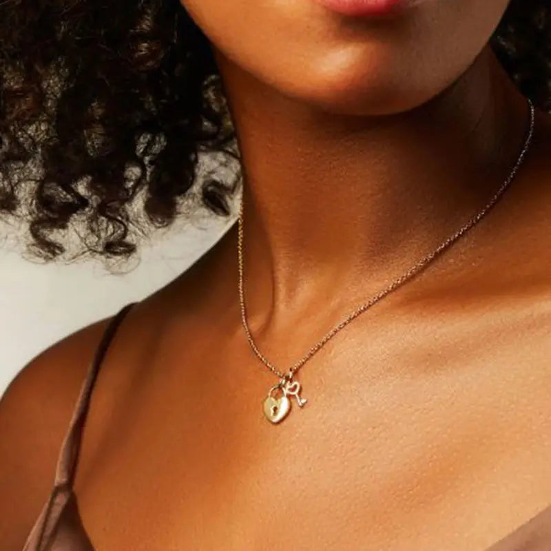 Heart Lock 18K Gold Plated Pendant Necklace
