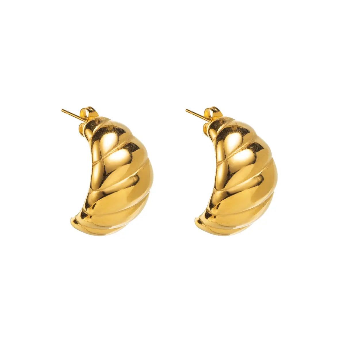Big Chunky 18K Gold Plated Croissant Earrings
