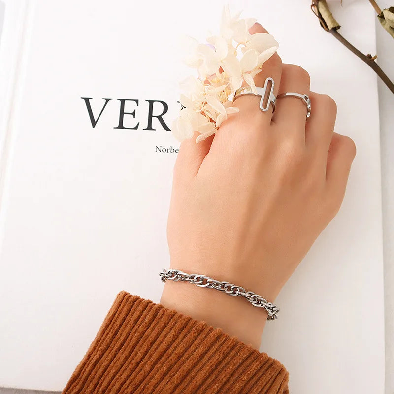 Link Chain Necklace and Bracelet Set