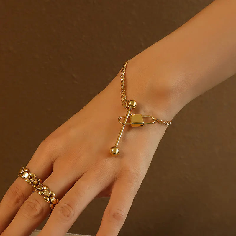 Thick Chunky 18K Gold Plated Lock Bracelet