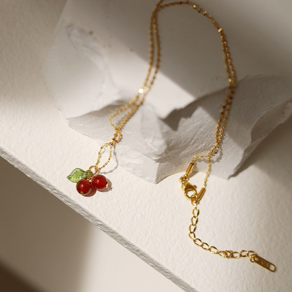Red Cherry Necklace | 18K Gold Plated
