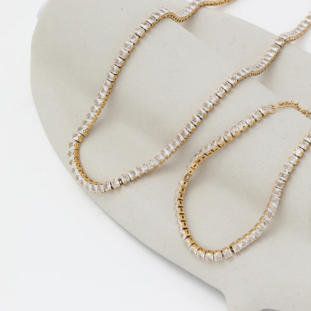 Tennis Cubic Zirconia 18K Gold Plated Set
