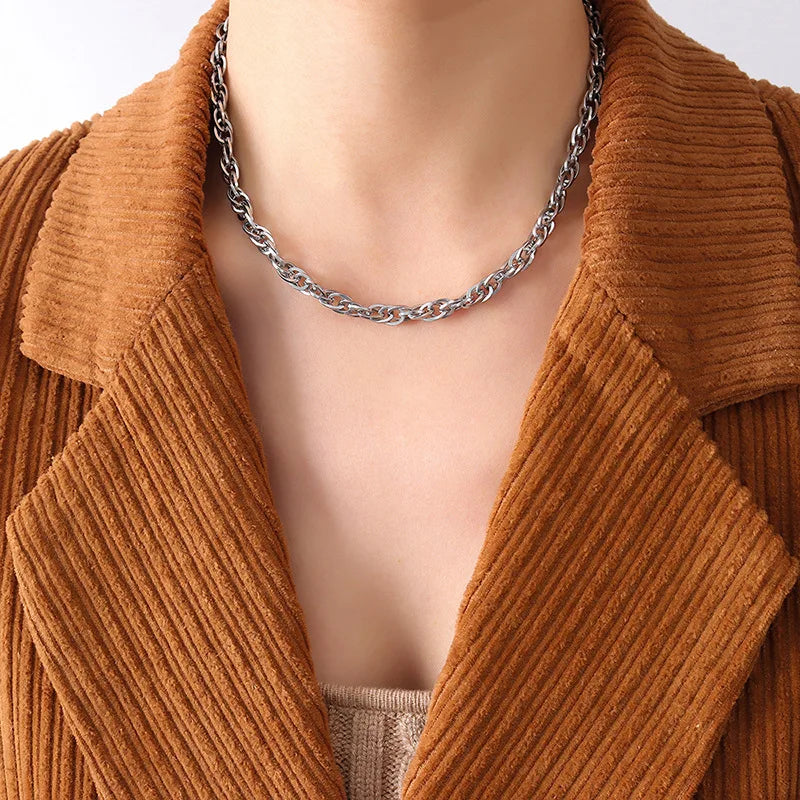 Link Chain Necklace and Bracelet Set