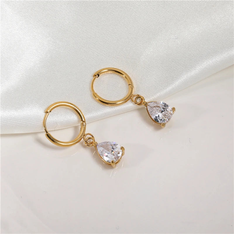 Water Drop 18K Gold Plated Hoop Earrings