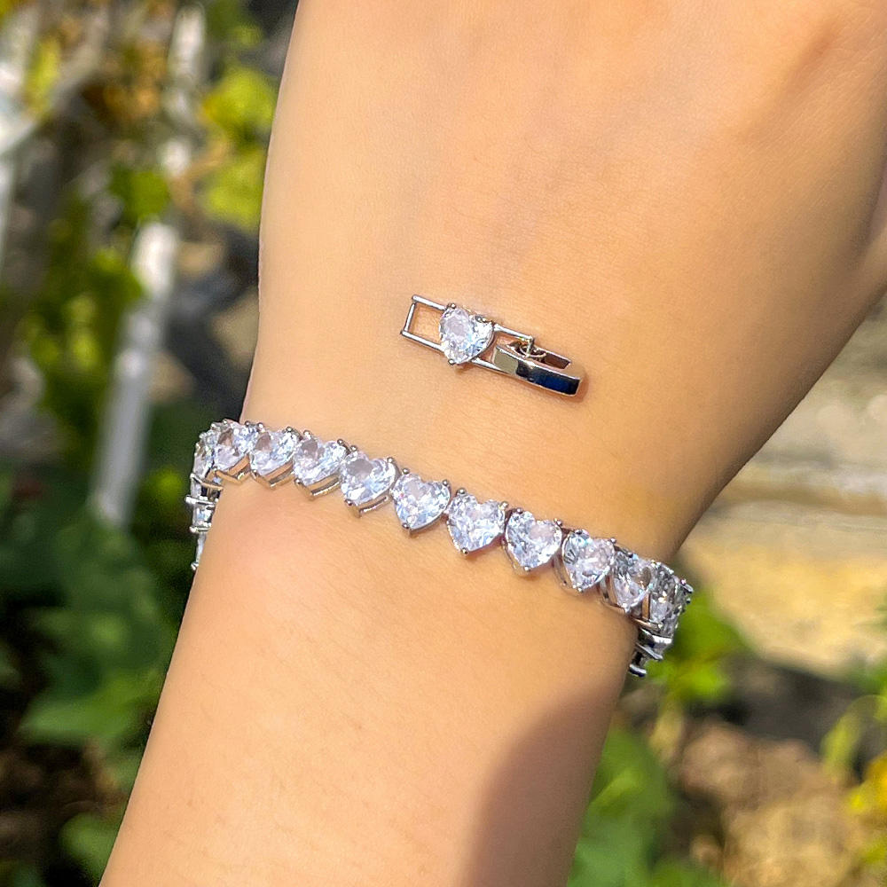 Love Heart Shape Tennis Bracelet | Cubic Zirconia