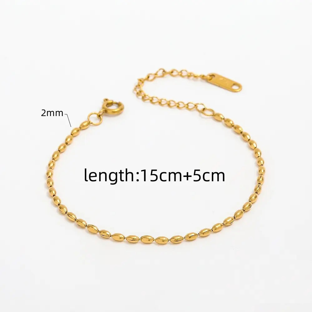 Oval Beads 18K Gold Plated String Bracelet